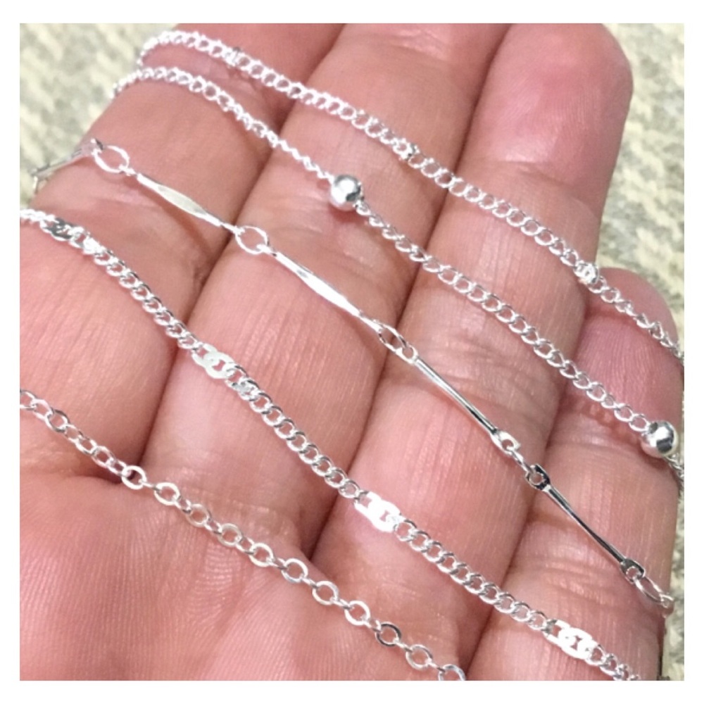 New! 5 PC White Silver Anklet Set